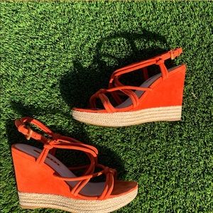 🍊 PRADA Vintage Suede Strappy Platform Wedge 🍊